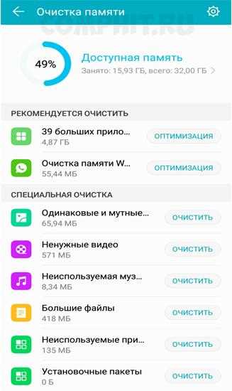 Размер памяти смартфонов Huawei и Honor: рекомендации по оптимизации