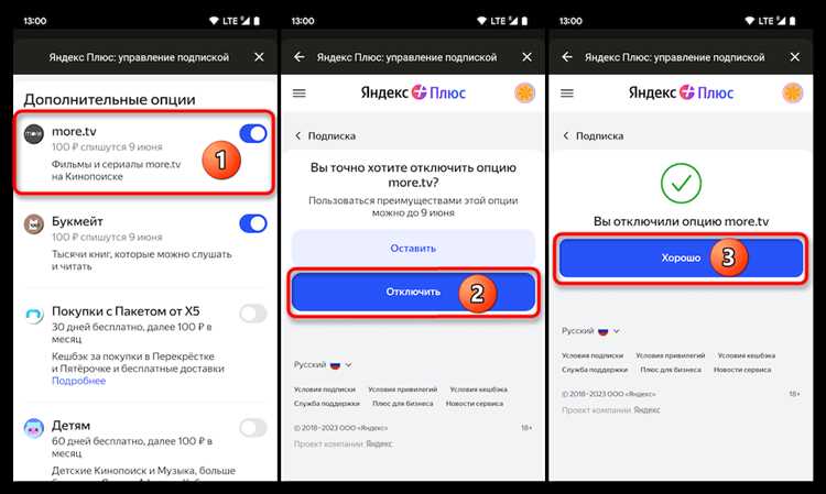 Отмена подписки через личный кабинет